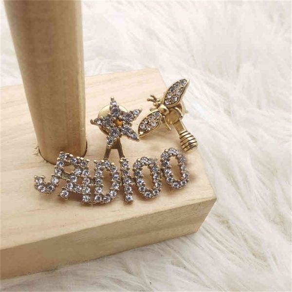 

86% off factory shopsimple fashion asymmetric letters full of diamond minority female 34, Golden