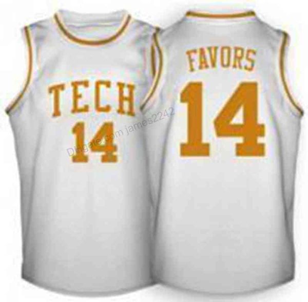 

favors custom derrick retro tech #14 college basketball jersey men's white any size 2xs-3xl 4xl 5xl name or number, Black
