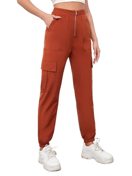 

zip up pocket side cargo pants s8fz#, Black;white