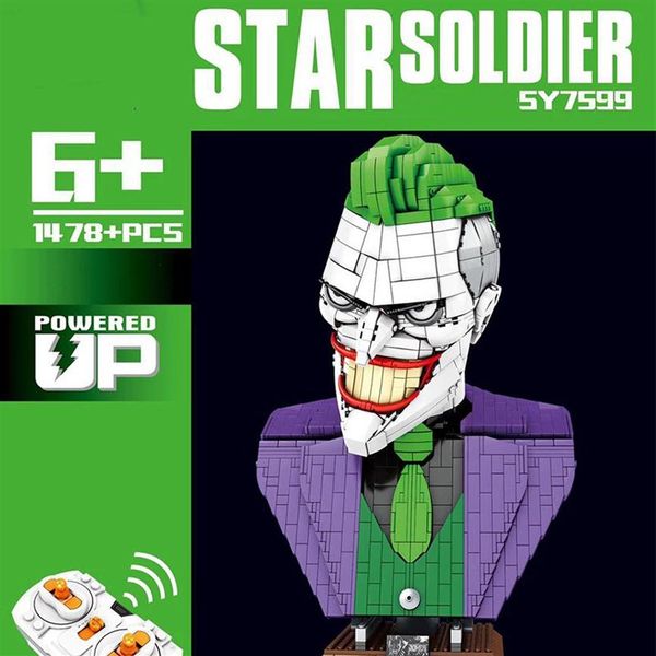 

dark knight batman joker rc superhero evil clown bust moc statue action figures building blocks bricks dc toys 7599 for children g277h