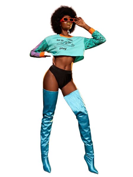 

x spagnelli slogan graphic drop shoulder crop sweatshirt b5kv#, Black