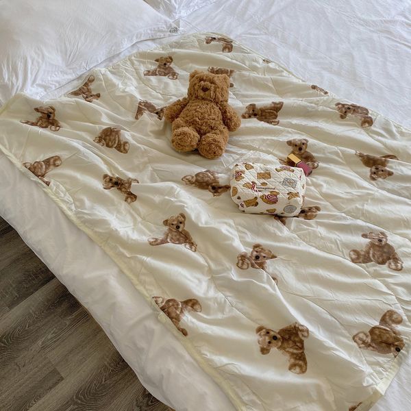Super Macio Algodão Cobertor Dos Desenhos Animados Urso Fino Quilt Cobertor Babies Verão Beddings Crianças Cama Soft Cama Nascido Acessórios para dormir CX220323