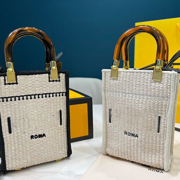 

straw mini bag weave sunshine minis tote crochet handbags amber handle shopping bags crossbody shoulder bags embroidered classic letters gol