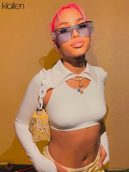 

fashion casual office lady crop two piece t shirt women 2022 new streetwear office lady wild basic slim tee female, White