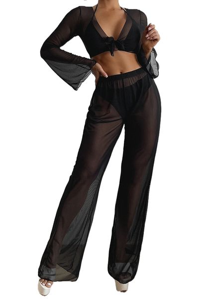 

plain halter triangle bikini swimsuit with cover up set a4jx#, White;black