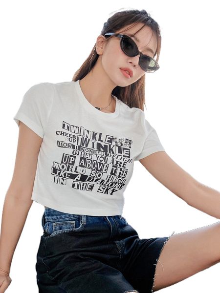 

dazy letter graphic crop tee l8gn#, White