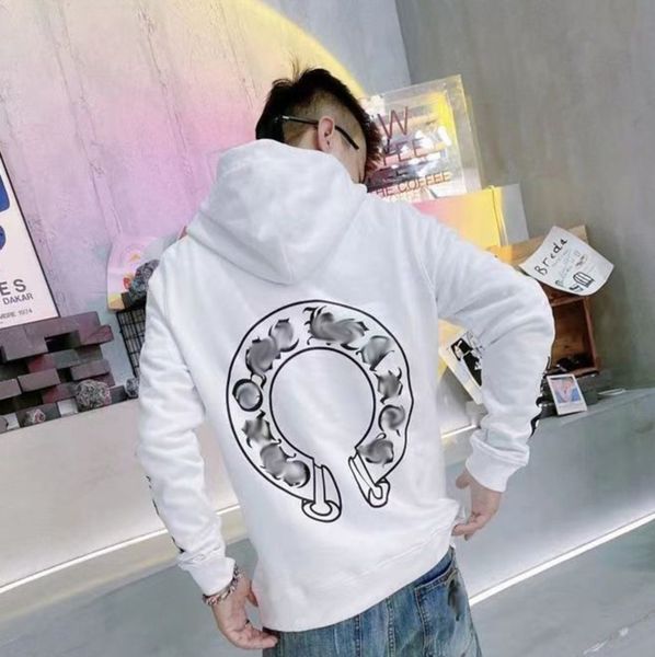 

luxury loose men's jackets men brand hoodies designer horseshoe cross print ch zipper sweatshirts women coat casual fashion pullover h, Black;brown