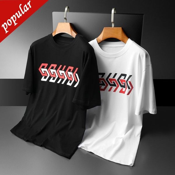 

factory direct sales fashion trend short sleeves 2022 summer new men's casual loose t-shirt, White;black