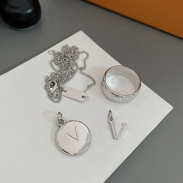 

three-in-one necklaces for man woman designer pendants necklace brand neck jewelry link chain adjustable, Silver