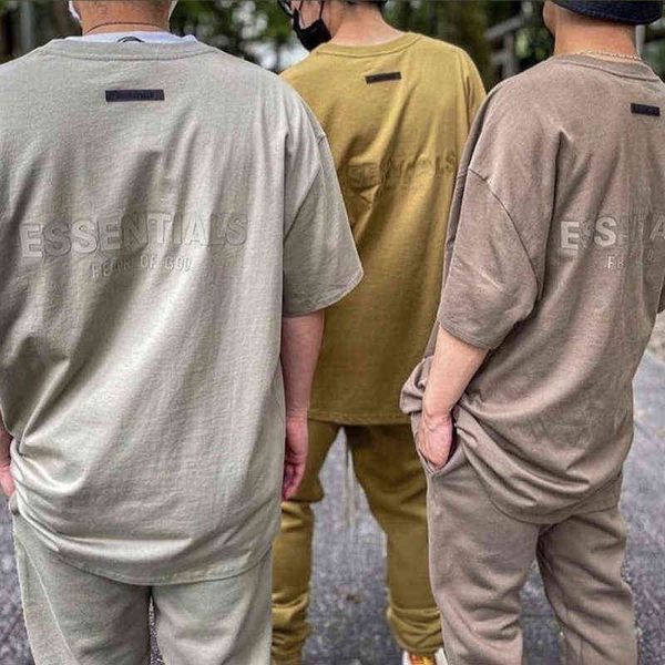 

essential back silicone letter high street fog short sleeve women's t shirts men's hip-hop outdoor all-match ins trend classic sim, White;black