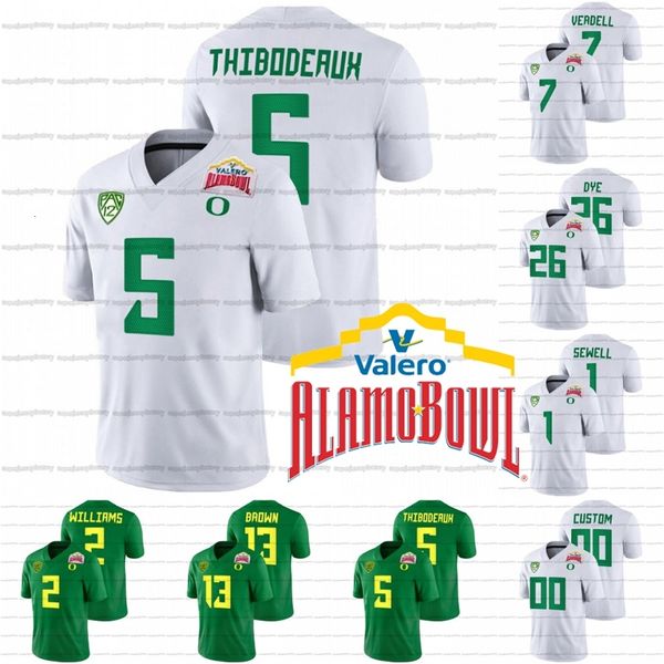 

a3740 oregon ducks jersey 2021 alamo bowl ncaa college football custom cj verdell kayvon thibodeaux travis dye noah sewell devon williams an, Black