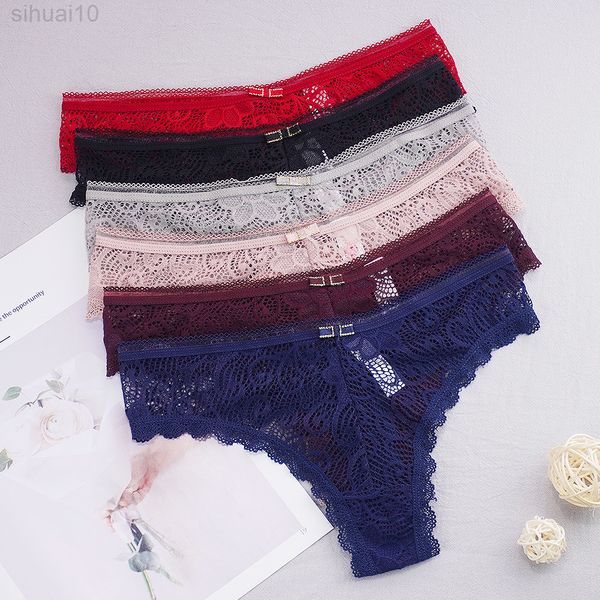 

3 pcs/party lace thongs for women female underwear set breathable soft briefs lady panty women underpants braga mujer l220801, Black;pink