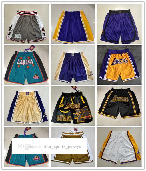 

los angeles''lakers''men throwback basketball shorts pocket red black