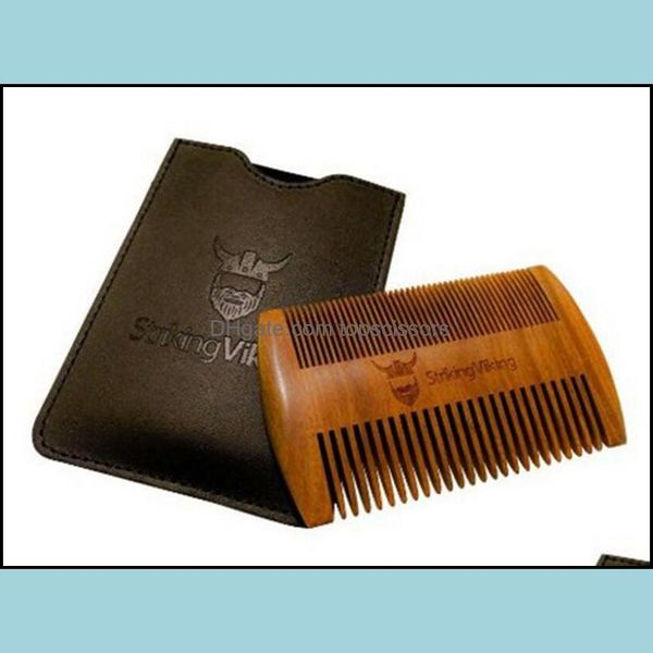 

hair brushes care styling tools products factory wholesale quality peach wood dense teeth grate beard comb customized logo lice big tooth, Silver