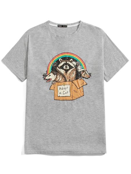 

romwe x vincenttrinidadart guys animal print tee w5mi#, White;black