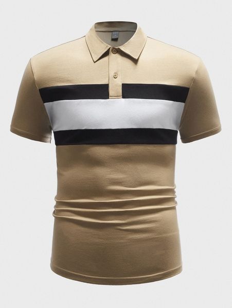 

men colorblock polo shirt 36zf#, White;black