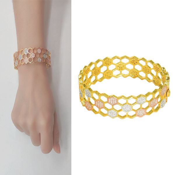 

bangles for women honeycomb diamond bracelet charm jewelry fashion luxury designer cuff crystal stone poppular brass material christmas spec, Golden;silver