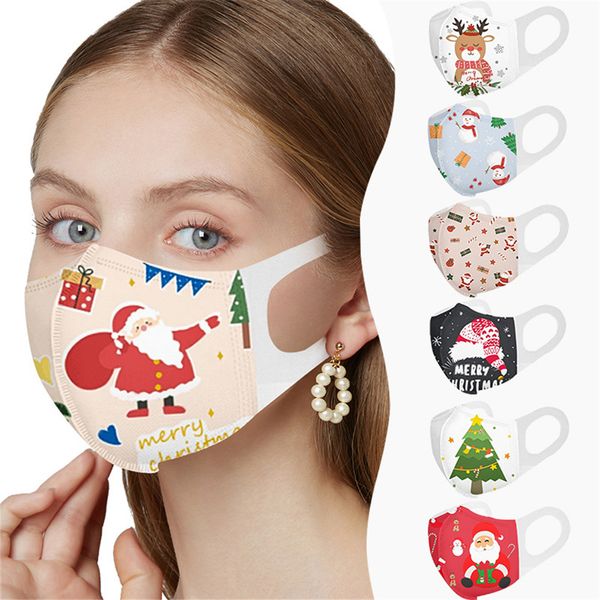 

3d christmas pattern disposable face masks breathable 3-ply non-woven cup dust masks with elastic earloop for adults men women daily use