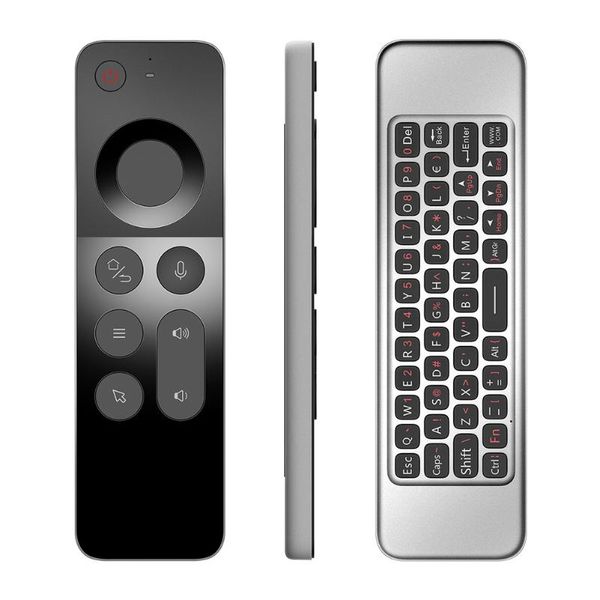 Smart Home Control W3 Wireless Air Mouse Ultrafino 2.4G IR Learning Voice Remote Com Giroscópio Teclado Completo Para Android Tv Box