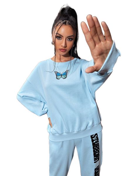 

x pomoi butterfly print drop shoulder pullover d2zx#, Black