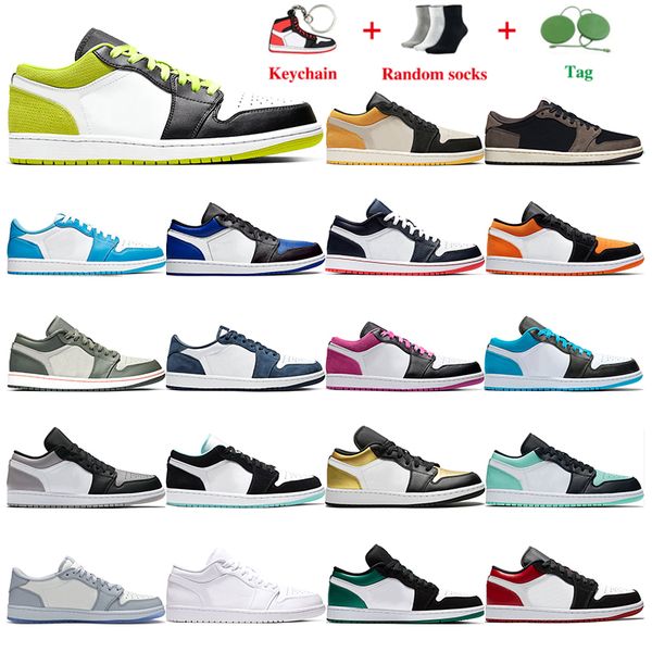

low 1 basketball shoes 1s men women sneakers university blue se light smoke grey gym red white atmosphere dark teal pine green gold toe, Black