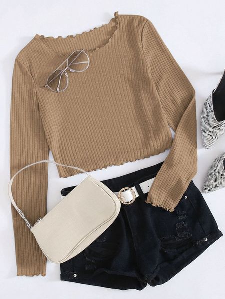 

lettuce trim rib-knit tee m2xi#, White