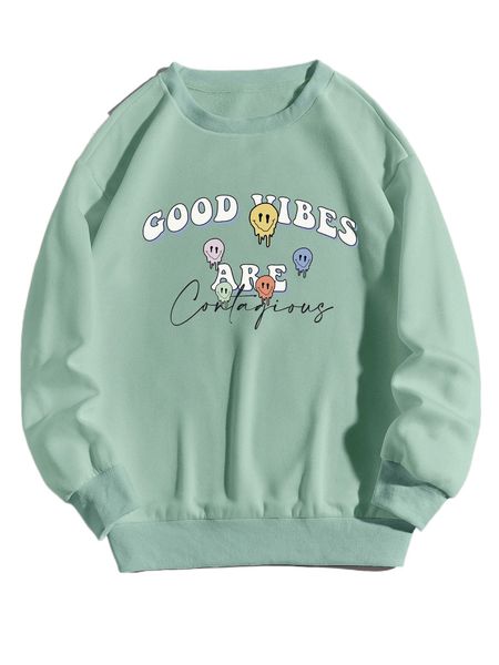 

cartoon & letter graphic thermal pullover b7ir#, Black
