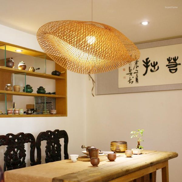Lâmpadas pendentes de design moderno restaurante de bambu luzes luminárias de madeira de jantar de sala de jantar de sala de estar de cozinha de luz pendurada