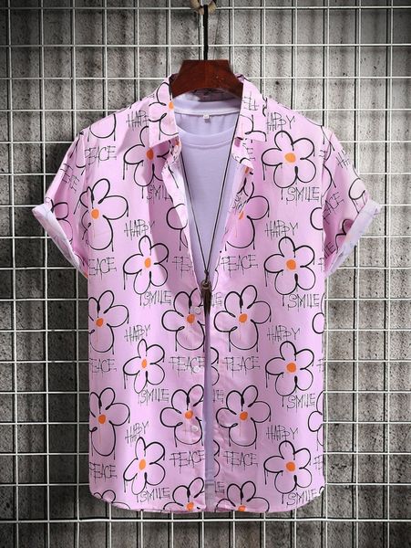 

men random floral & letter graphic shirt without tee f0l0#, White;black