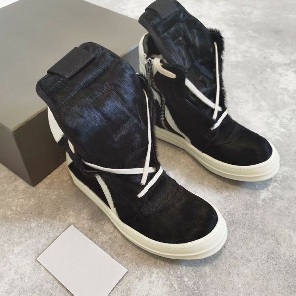 

high horsehair black and white fur boots genuine leather original designer geobasket botas