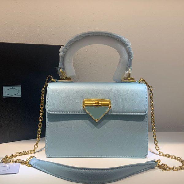 

chains shoulder bag cowhide organ handbag small tote bags genuine leather plain letter triangle hasp hardware detachable chain strap fashion