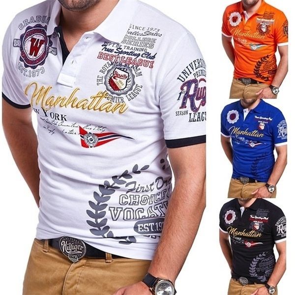 Polo a maniche corte con stampa grafica elegante alla moda da uomo ZOGAA 220504