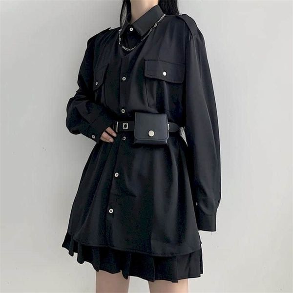 

gothic punk black shirt women blouse harajuku dark loose casual autumn tooling long sleeve student allmatch 210401, White
