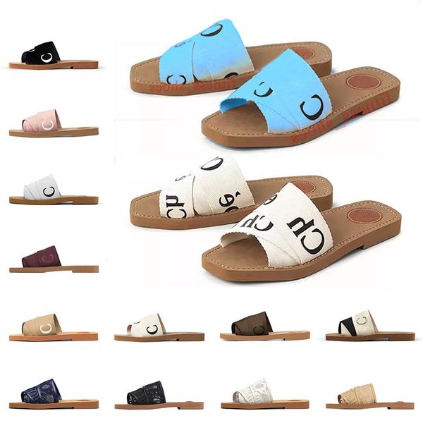 

designer slippers women sandals flat slides university blue white black sail womens fashion outdoor beach luxury woody slipper shoes