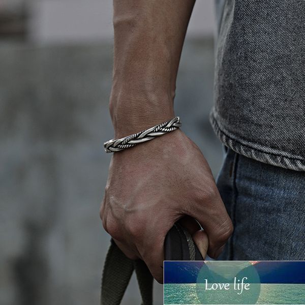 

bangle twist weave s925 silver bracelet men and women retro personality thai silvers original niche design cuff bracelets, Black