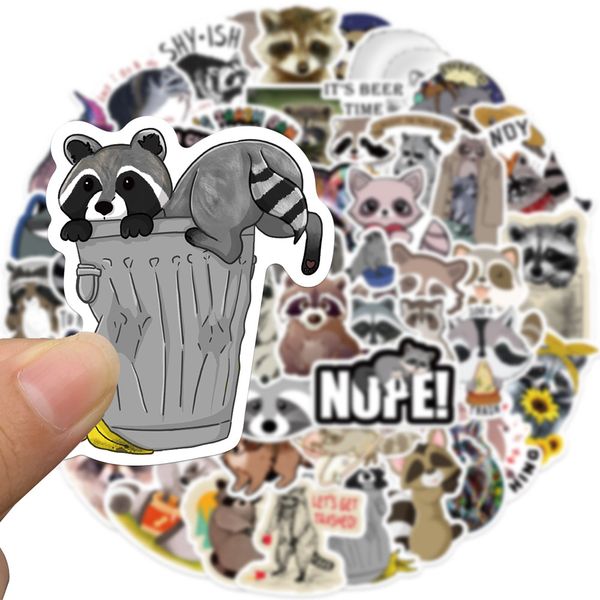 

50pcs/set graffiti skateboard stickers cartoon animal raccoon for water bottle notebook lapdecor helmet car sticker pvc guitar decals