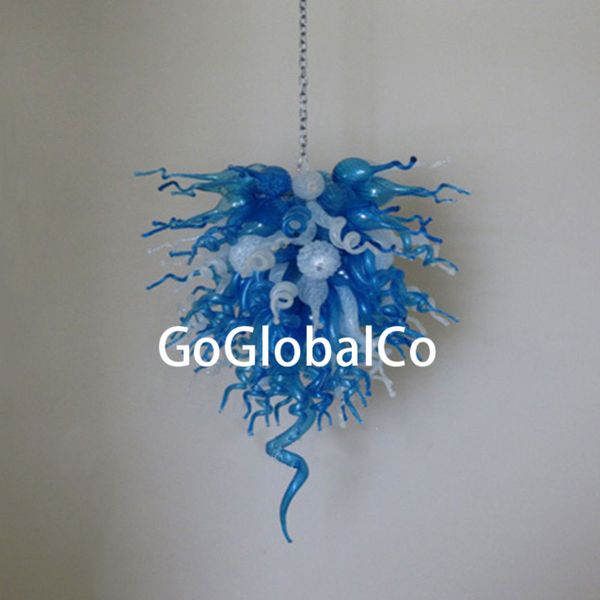GoGlobalCo Lampade a sospensione bianco blu Lampadari in vetro di Murano soffiato a mano Illuminazione Decorazioni per ville di hotel di lusso Apparecchi di illuminazione per interni