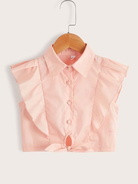

toddler girls ruffle trim knot hem blouse she, White;black