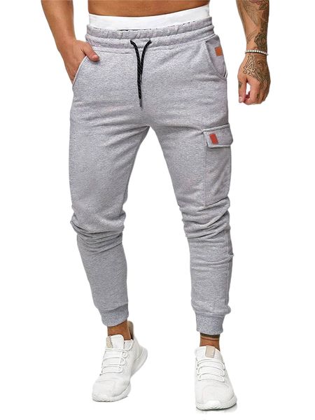 

men patch detail flap pocket drawstring waist sweatpants f8id#, Black