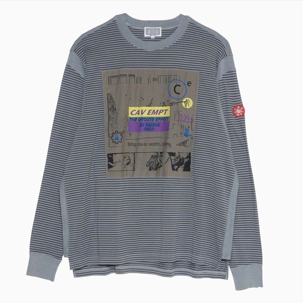 C.E Cav Empt maglietta da uomo Donne sciolte a maniche lunghe casual a strisce giunti ricami t-shirt di cazzo di strade più di qualità 15 15