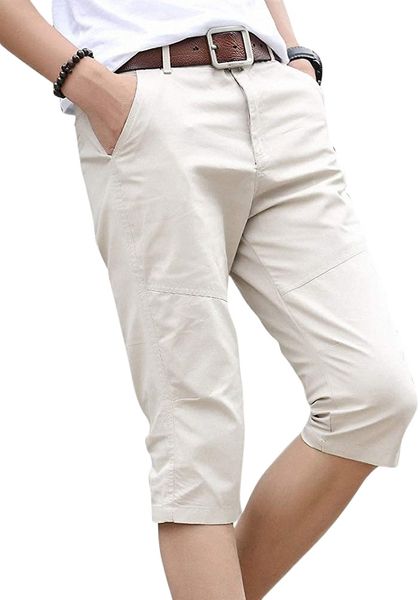 

mens slim fit straight leg capri shorts i4sh#, White;black