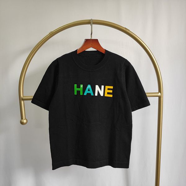 

520 2022 summer kint pullover short sleeve crew neck brand same style sweater white plaid luxury womens clothes rongyi, White;black