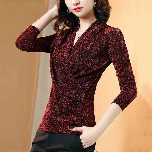 

womens spring autumn style blouses shirt womens sequined slim leopard printed long sleeve elegant vneck dd8768 210401, White