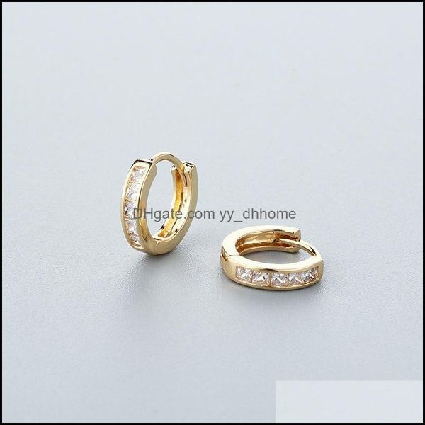 

hoop hie earrings jewelry womens fashion luxury shiny square zirconia stone inlay small hies elegant earring piercing gifts drop delivery, Golden;silver