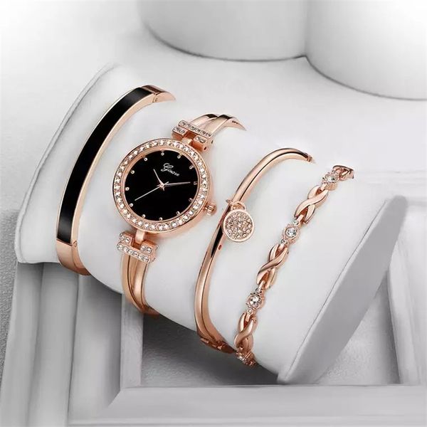 Ginave Watch Women Women Rose Gold Bracelet Bracelet Watch LuxuryJewelry Ladies Famale Girl Hour Casual Кварцевый брасфорт 4 шт.