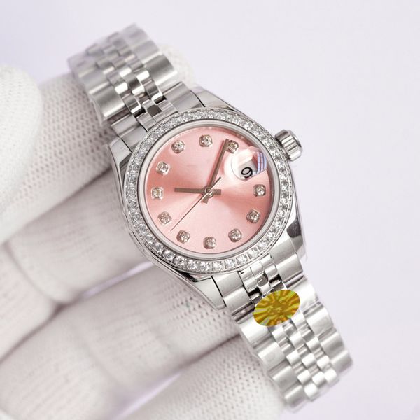 Orologio da donna d'affari 31mm 28mm Orologi meccanici automatici Cinturino in acciaio inossidabile Quadrante con diamanti Design Orologio da polso impermeabile Orologi da polso regalo per signora