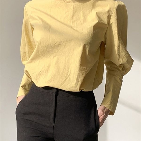 

jielur office lady kobiety chic jednolity wiosenny bufiaste wszystkie mecze elegancki oneck streetwear sl 220811, White