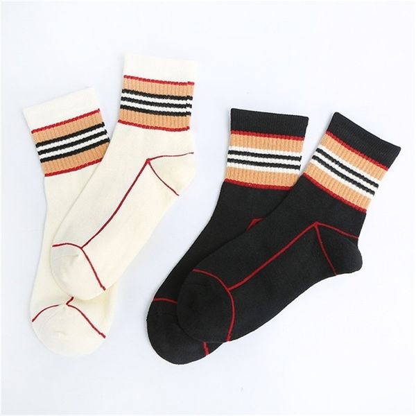 

2 pairs/lot children stiped socks for girlboy kids socks school sports style cotton blackwhite socks for students lj201216, Pink;yellow