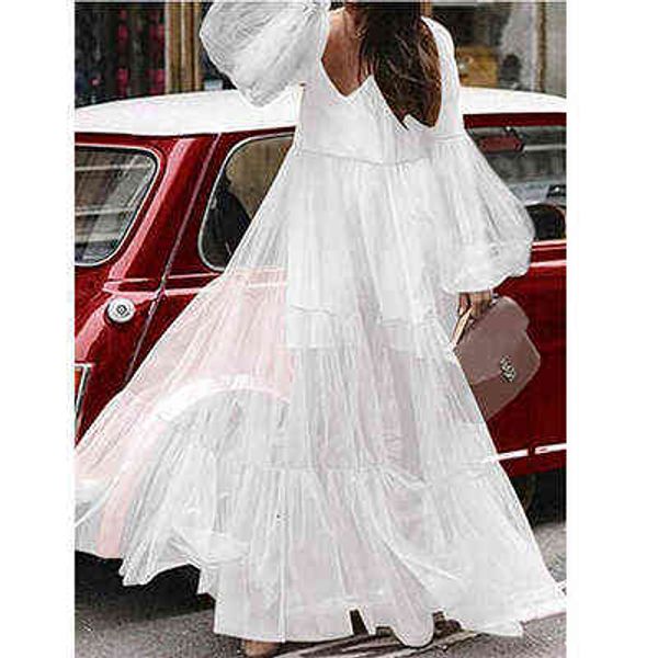

prom luxury designer women's dresses 2022 summer women's v-neck bubble sleeve mh perspective dresses long skirt, Black
