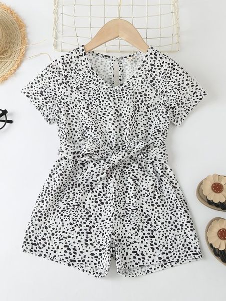 

toddler girls dalmatian print belted romper she, Blue